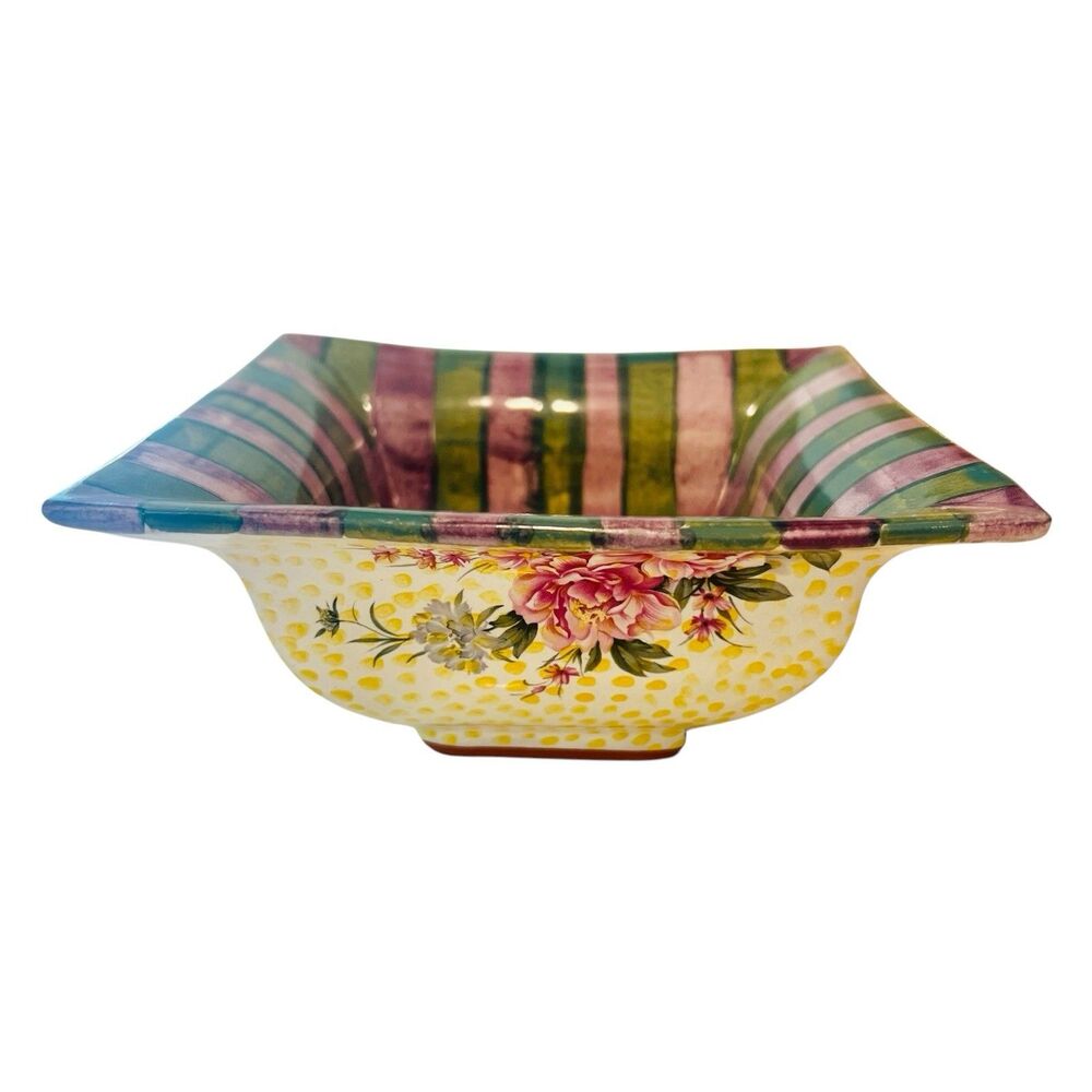 Vintage MacKenzie-Childs Kelp & Urchin Square Serving Bowl – 1995 Aurora 6”